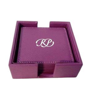 Russian Pointe (RP) Coaster Set - Purple Coaster Gift Set - 6 Leather Coasters